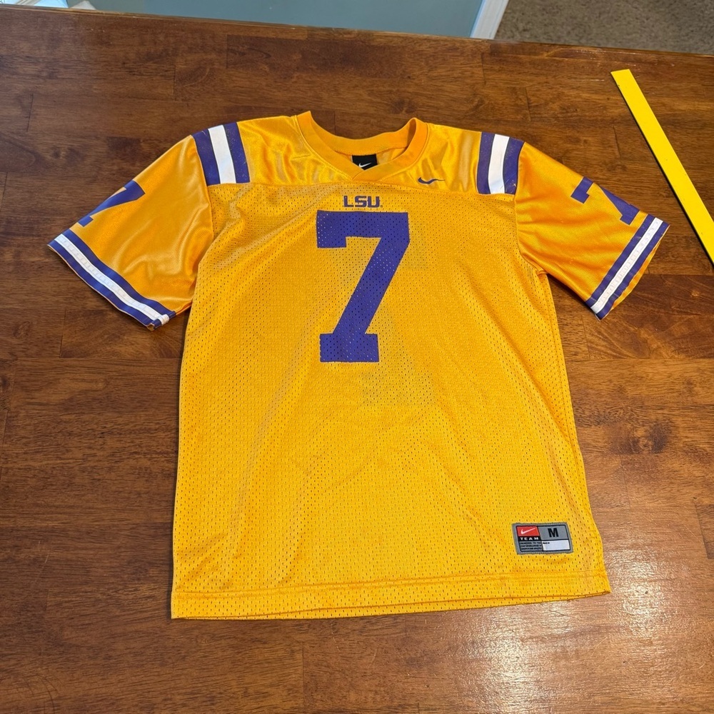 Nike team LSU purple gold kids Football Jersey 7 size medium